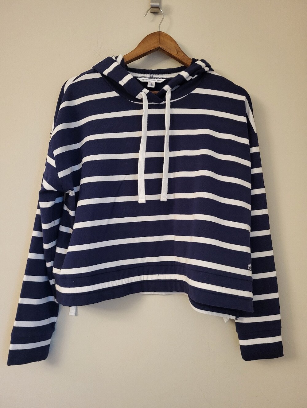 Southern Tide Cropped Striped Terrycloth Hoodie, Small